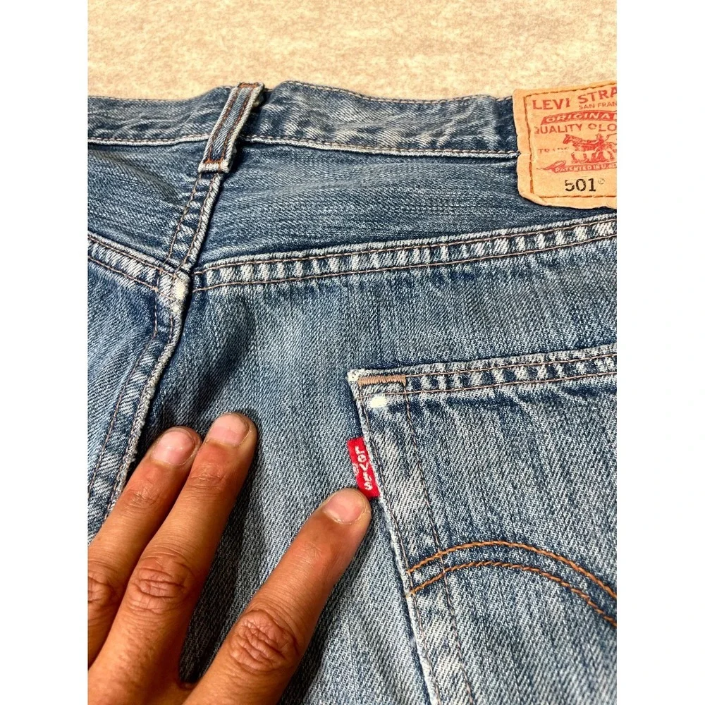 Levis 501 Original Fit Jeans Mens 36x34‎ Blue Cotton Denim Straight Leg Logo